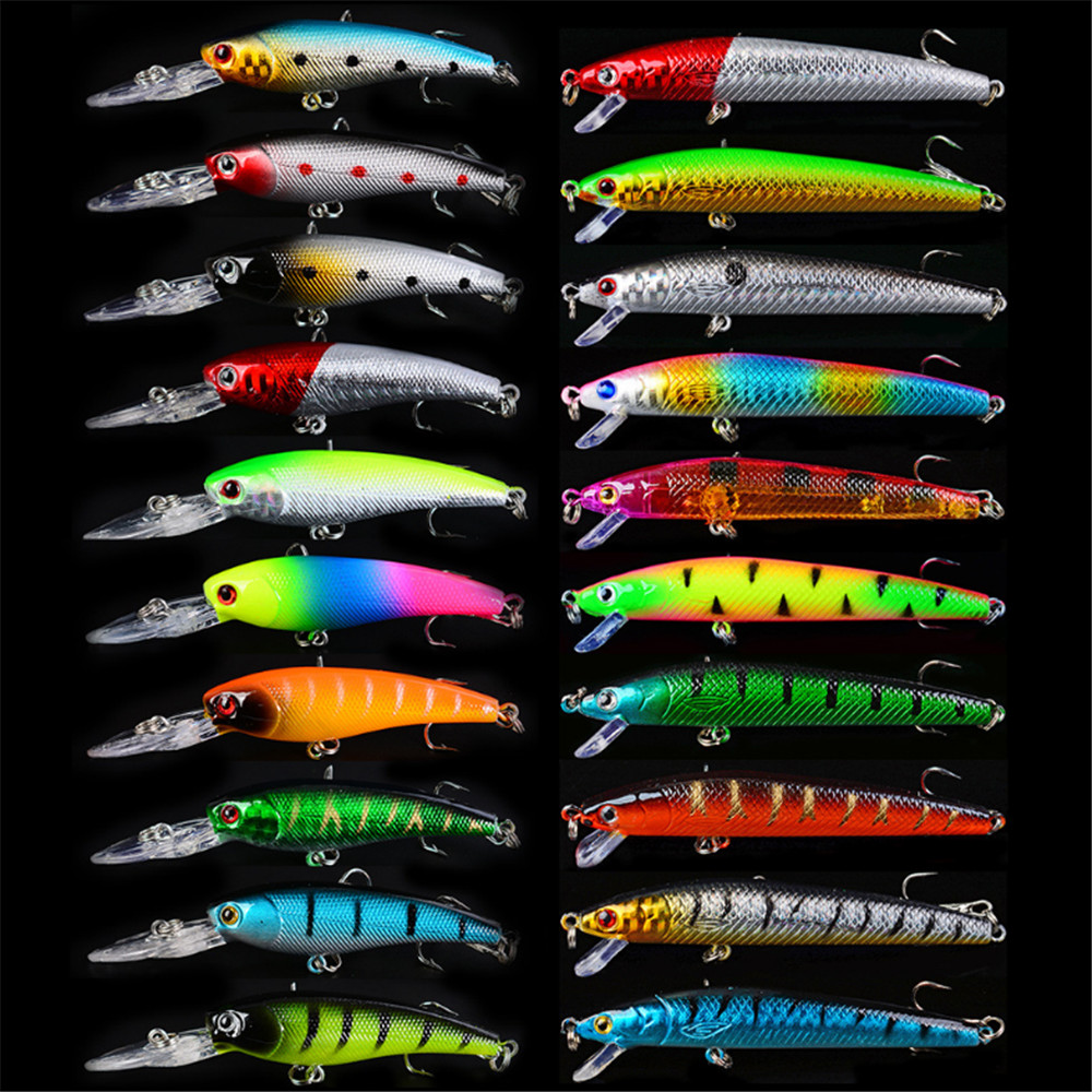 Fishing Lure Crankbait - 20 개/몫 미노우 낚시 미끼 세트베이스